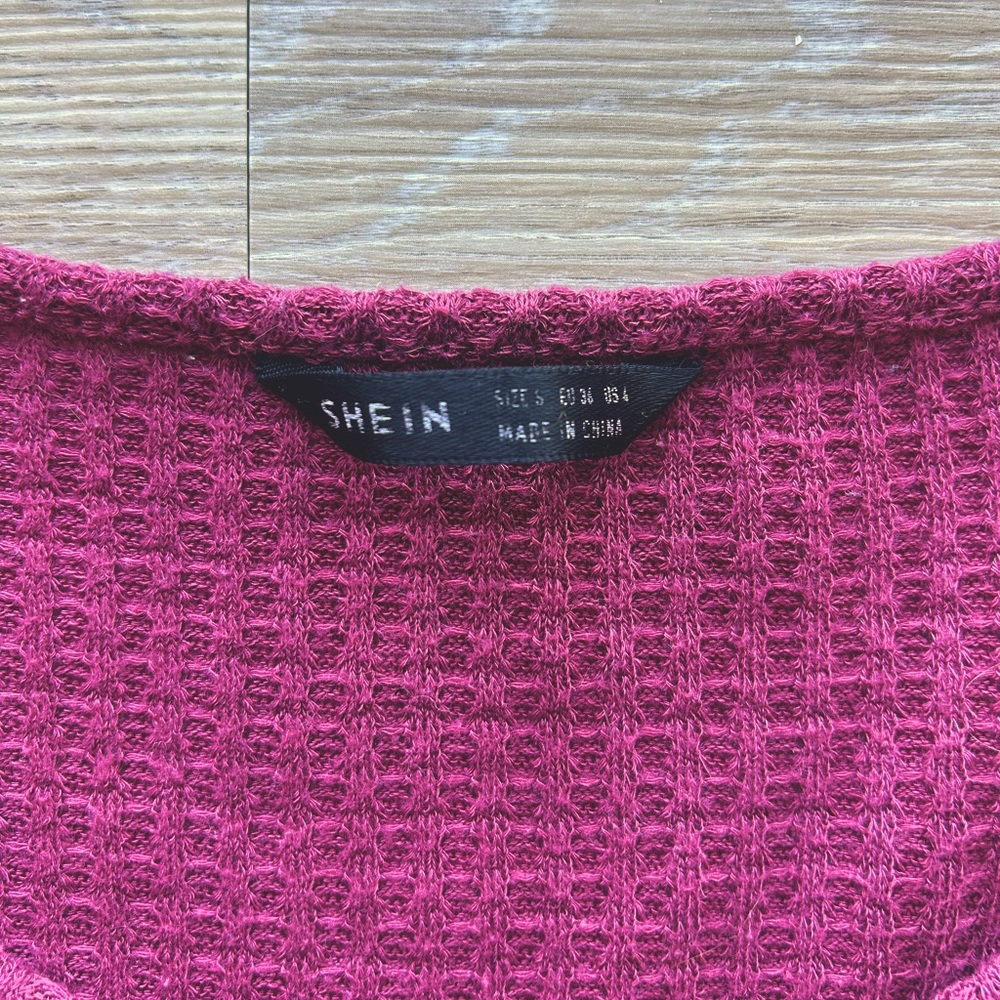 Waffle knit peplum long sleeve blouse, size small - Picture 2 of 7